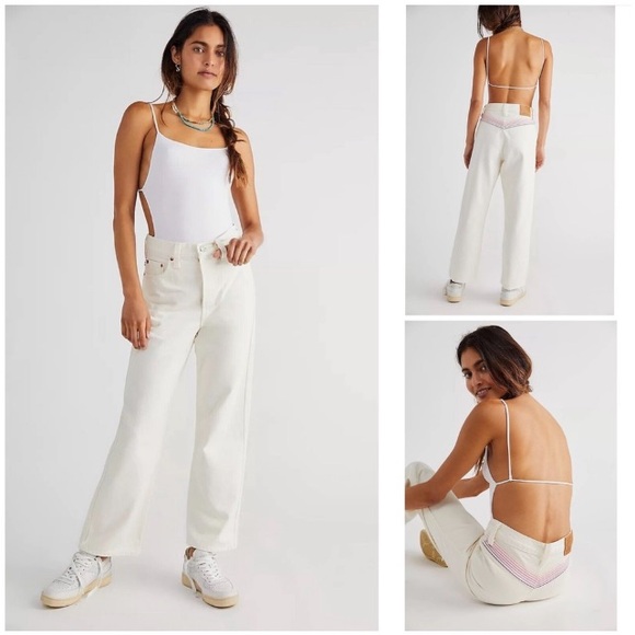 Levis Ribcage Straight Ankle Chasing Rainbows Embroidered size 27x27 Preppy Fall - Picture 1 of 13